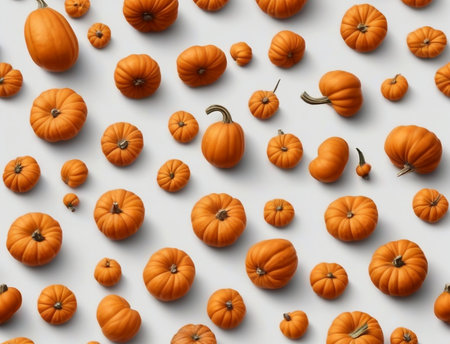Seamless pattern with pumpkins on white background, top viewの素材