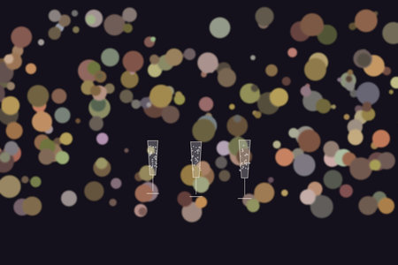 Glasses of champagne on bokeh background. Vector illustration.の素材