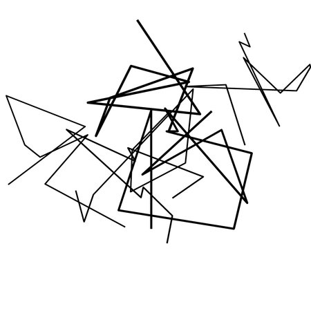 Random chaotic lines. Abstract monochrome geometric art. Vector illustrationの素材