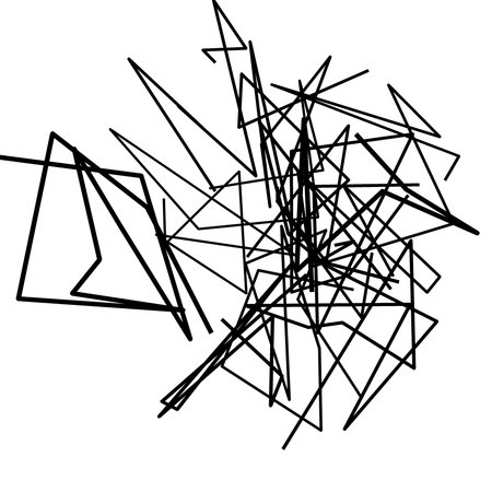Random chaotic lines. Abstract monochrome geometric art. Vector illustrationの素材