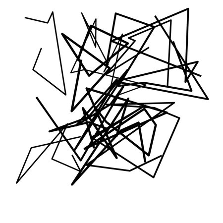 Irregular, random lines geometric element. Random, chaotic lines illustrationの素材