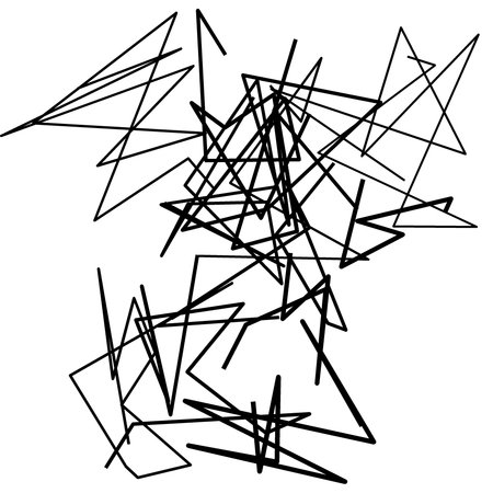 Irregular, random lines geometric element. Random, chaotic lines illustrationの素材