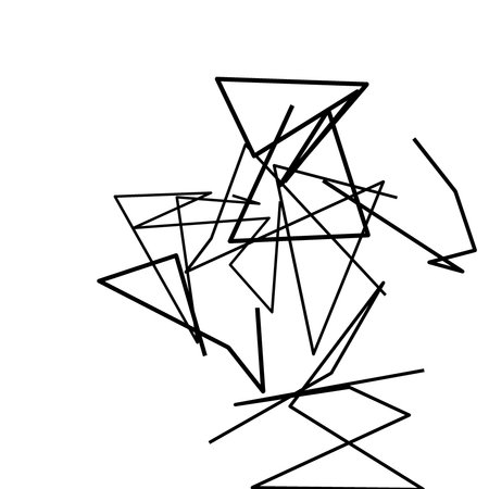 Geometric pattern with random, chaotic lines. Abstract grayscale backgroundの素材