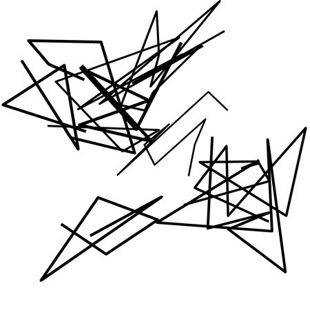 Geometric abstract irregular, asymmetric element. Random, chaotic lines illustrationの素材
