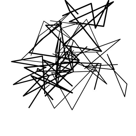 Random chaotic lines. Abstract monochrome geometric art. Vector illustrationの素材