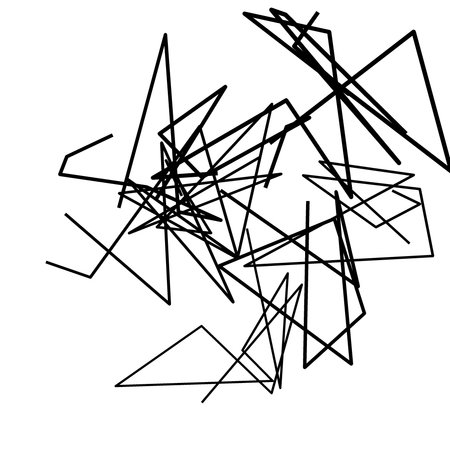 Random chaotic lines. Abstract monochrome geometric art. Vector illustrationの素材