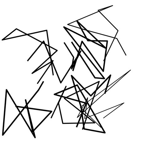 Irregular, random lines geometric element. Random, chaotic lines illustrationの素材