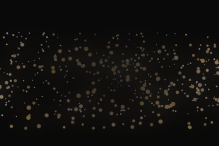 Abstract gold bokeh on black background. 3d render illustrationの素材