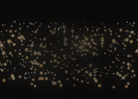 Abstract gold bokeh on black background, Christmas and New Year conceptの素材