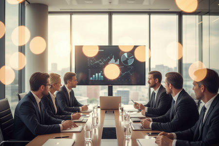 Group of business people working together in office. Business meeting concept.の素材