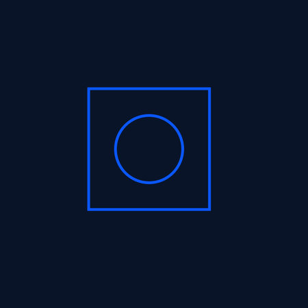 stop button vector line icon, linear sign, linear pictogram isolated on blueのイラスト素材