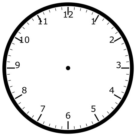 Clock face showing five minutes to twelve o'clock on white backgroundのイラスト素材