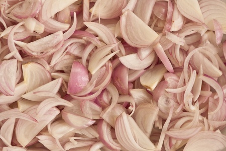 sliced red onion prepare for cookingの写真素材