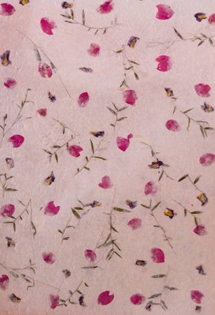 Pink mulberry paper with flower texture background.