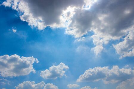 Blue Sky and puffy cloudsの写真素材