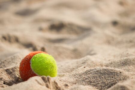 Ball on sea beachの写真素材