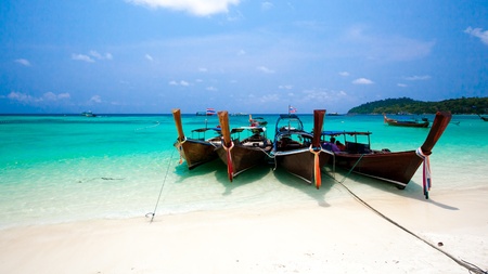 four longtailed boatの写真素材