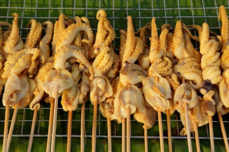 Squid grill on the market の写真素材