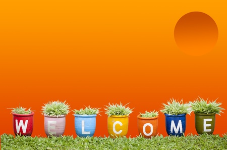 welcome word made from Jardiniereの写真素材