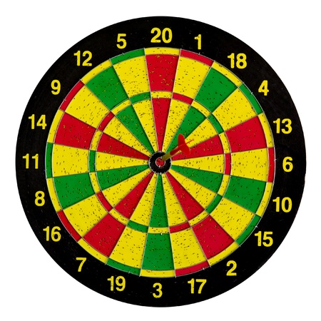 darts arrows in the target centerの写真素材