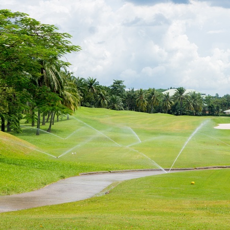 Watering in golf courseの写真素材