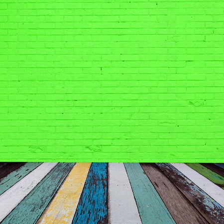 room interior with green  brick wall  backgの写真素材