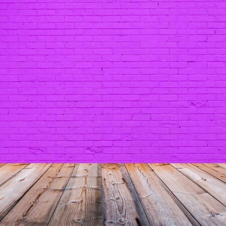 room interior with purple  brick wall  backgroundの写真素材