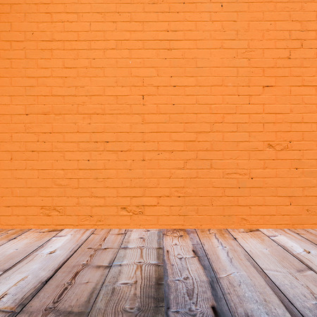 room interior with orange  brick wall  backgroundの写真素材