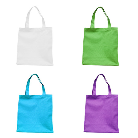 four cotton bag on white isolated background.の写真素材