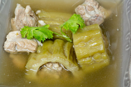 soup with bitter melon with  porkの写真素材