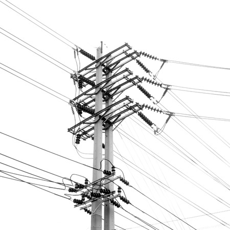 electric post isolated on white backgroundの写真素材
