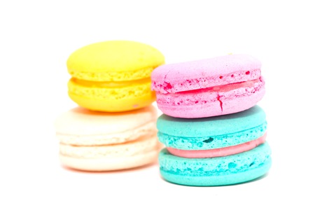 Macarons on the white backgroundの写真素材