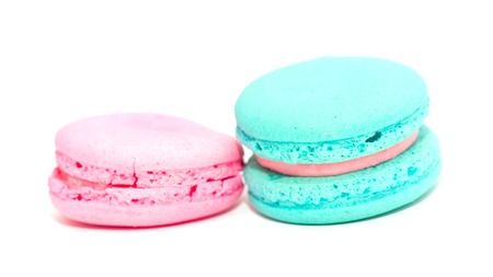 Macarons on the white backgroundの写真素材