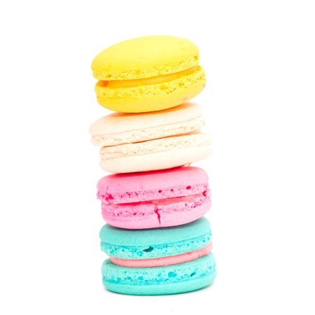 Macarons on the white backgroundの写真素材