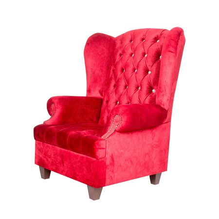 red leather armchair isolated on white.の写真素材