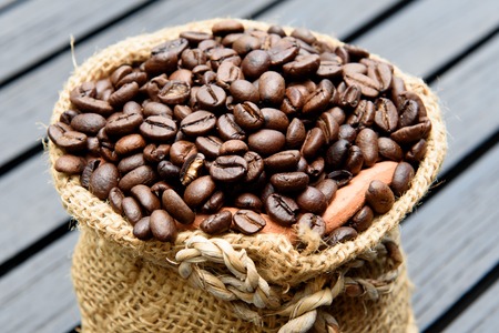 Coffee Beans in a Bag on table