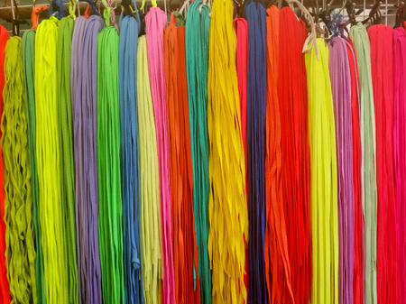 colourful shoelaces backgroundの写真素材