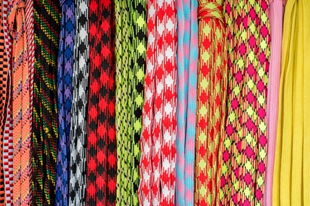 colourful shoelaces backgroundの写真素材