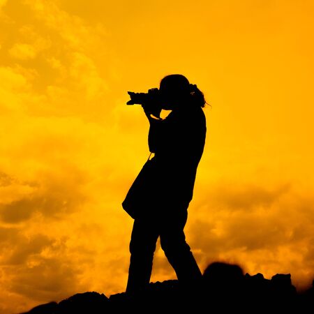Silhouette of photographerの写真素材