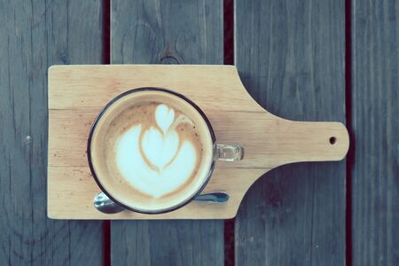 hot mocha on the table - Vintage filterの写真素材