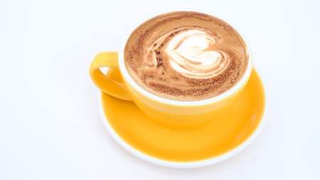hot mocha on tableの写真素材