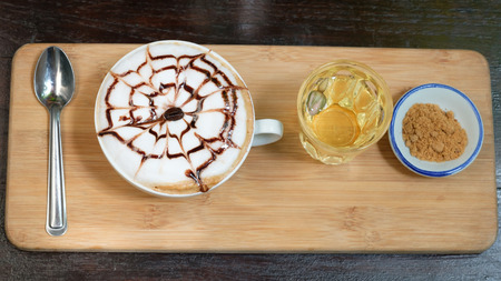 hot mocha on table