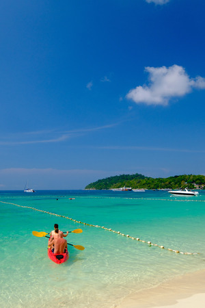 people play kayak in the seaの写真素材