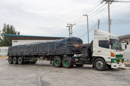 Trailer at the Gas stationの写真素材