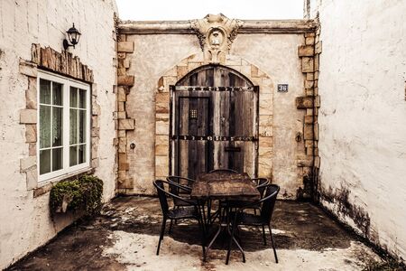 Antique door in the old townの写真素材