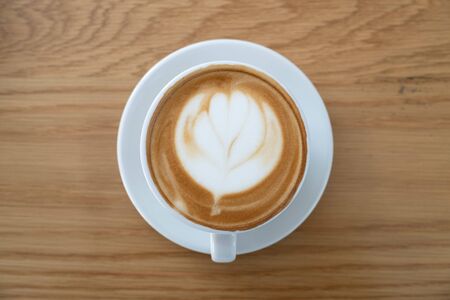 hot mocha coffee on the tableの写真素材