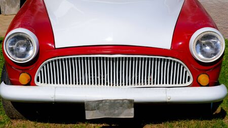 vintage car in the gardenの写真素材