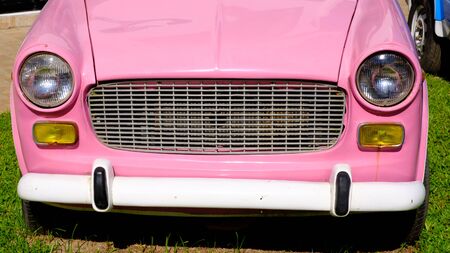 vintage car in the gardenの写真素材