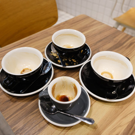 Emtry coffee cup at coffee shopの写真素材