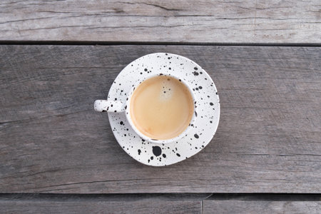black coffee on the tableの写真素材